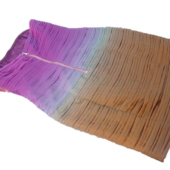 ALICE + OLIVIA Jasmine $498 Pleated Silk Ombre Strapless Bustier Mini Dress 6 - Picture 9 of 10